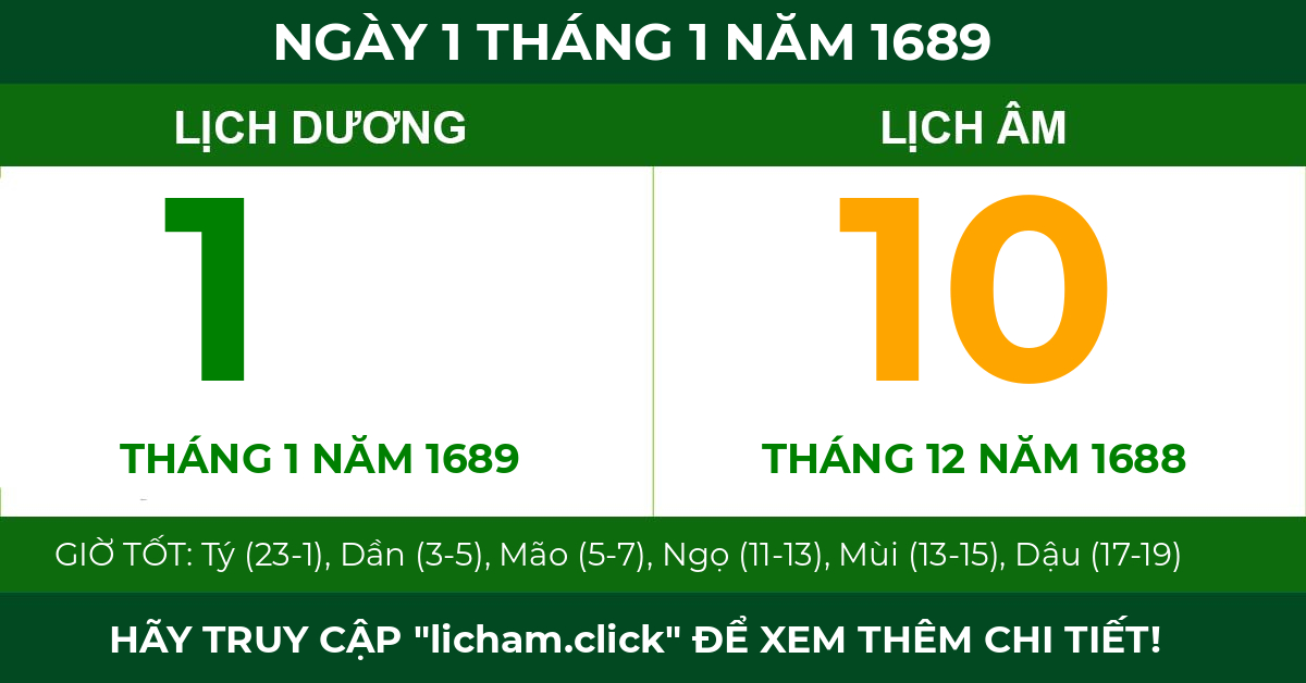 lịch âm ngày 1 tháng 1 năm 1689