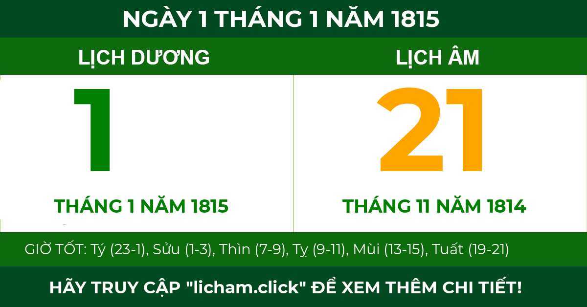 lịch âm ngày 1 tháng 1 năm 1815