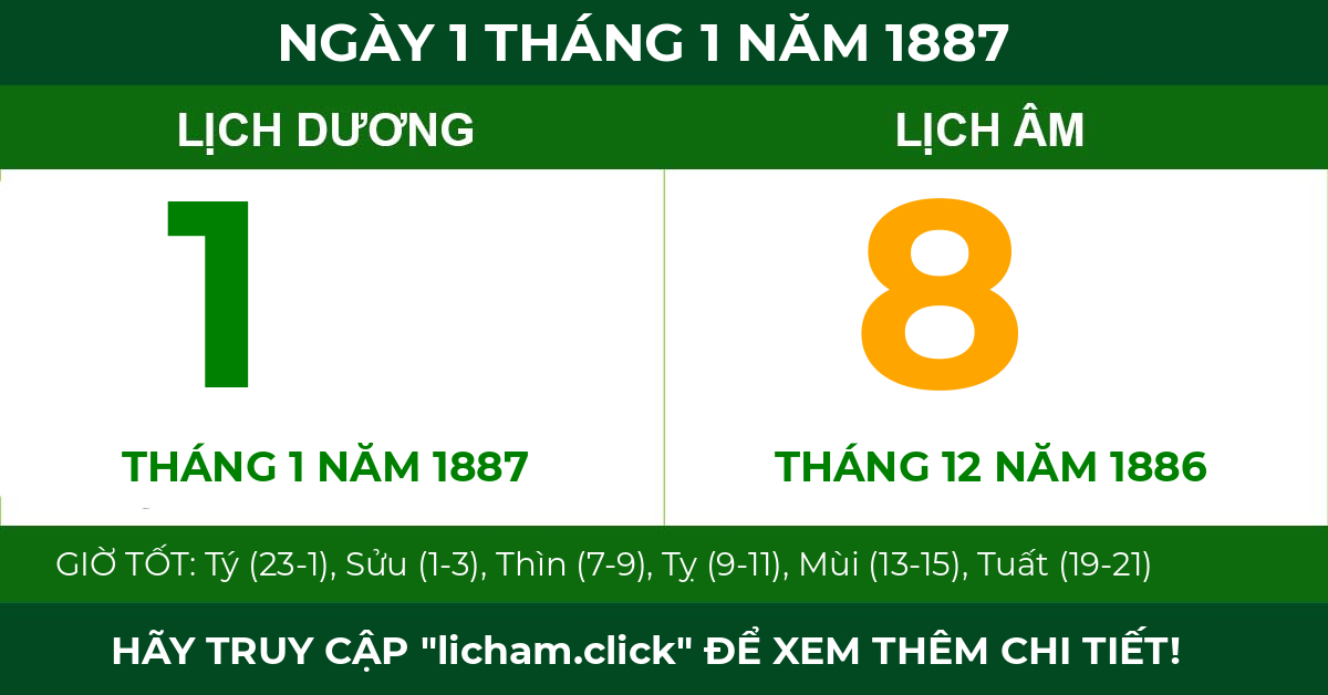 lịch âm ngày 1 tháng 1 năm 1887