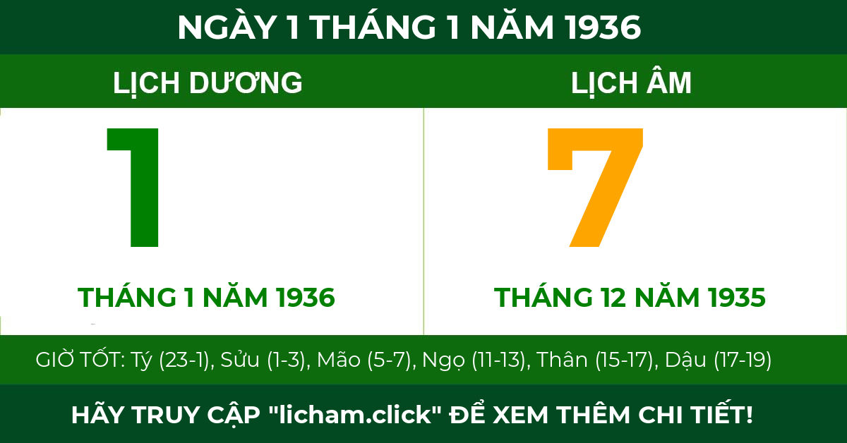 lịch âm ngày 1 tháng 1 năm 1936