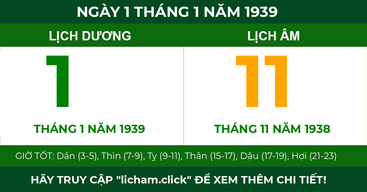 lịch âm ngày 1 tháng 1 năm 1939