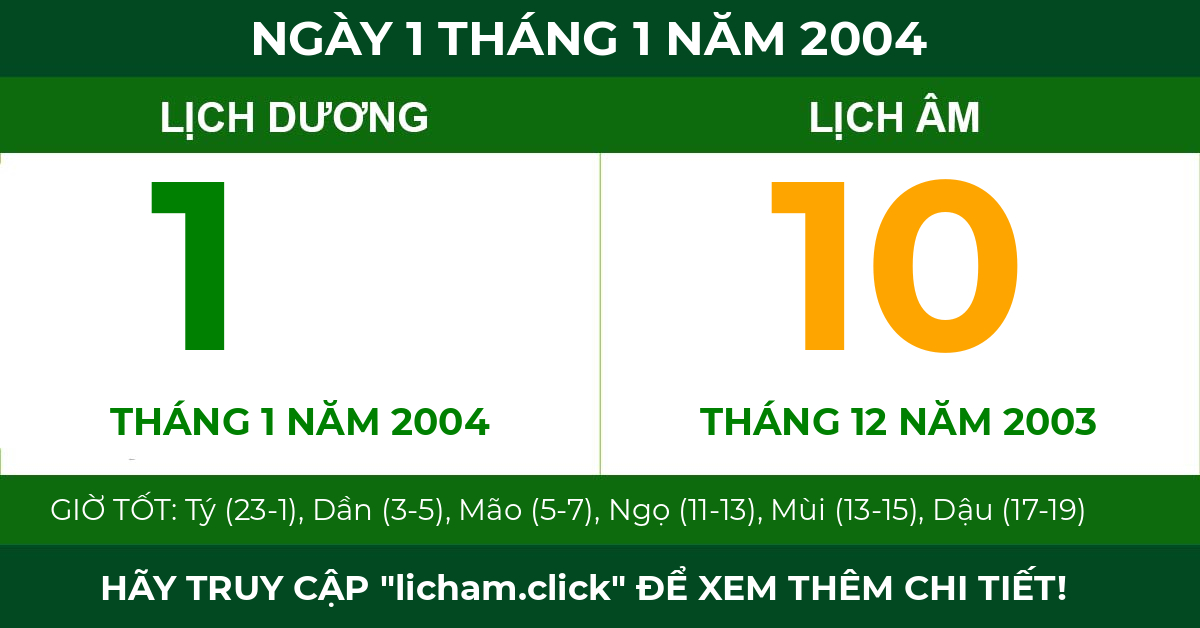 lịch âm ngày 1 tháng 1 năm 2004
