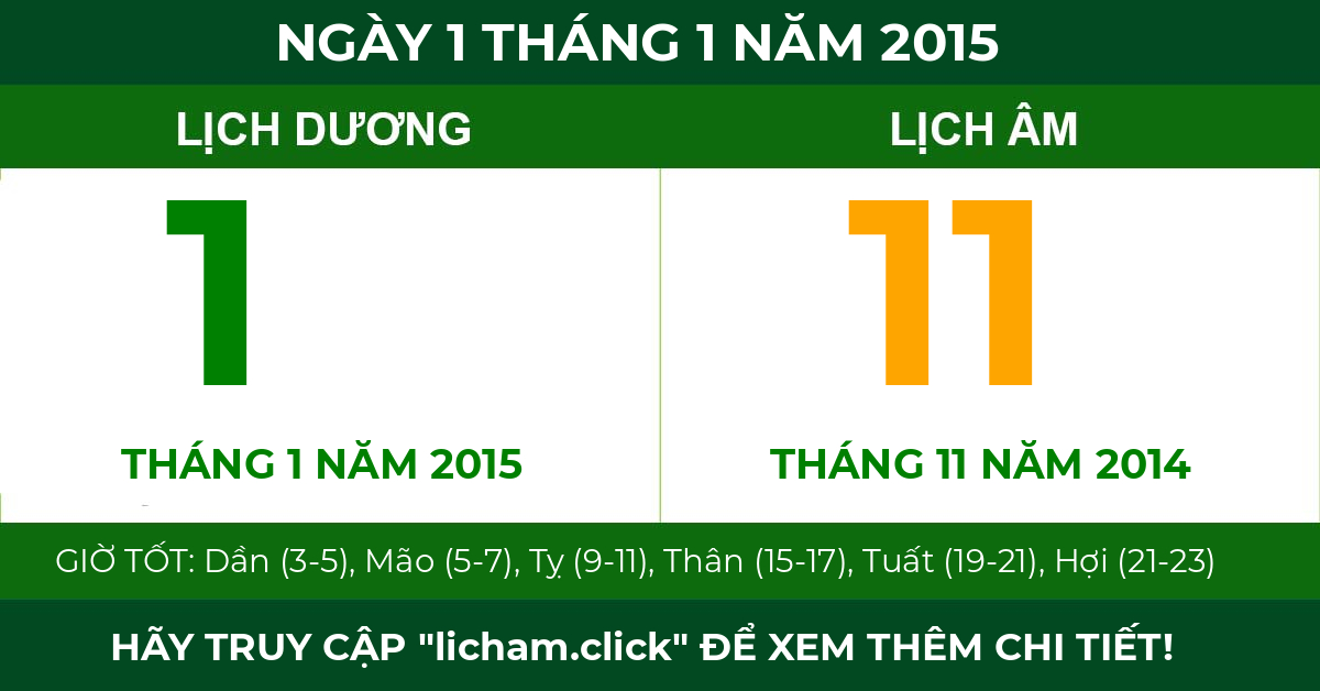 lịch âm ngày 1 tháng 1 năm 2015