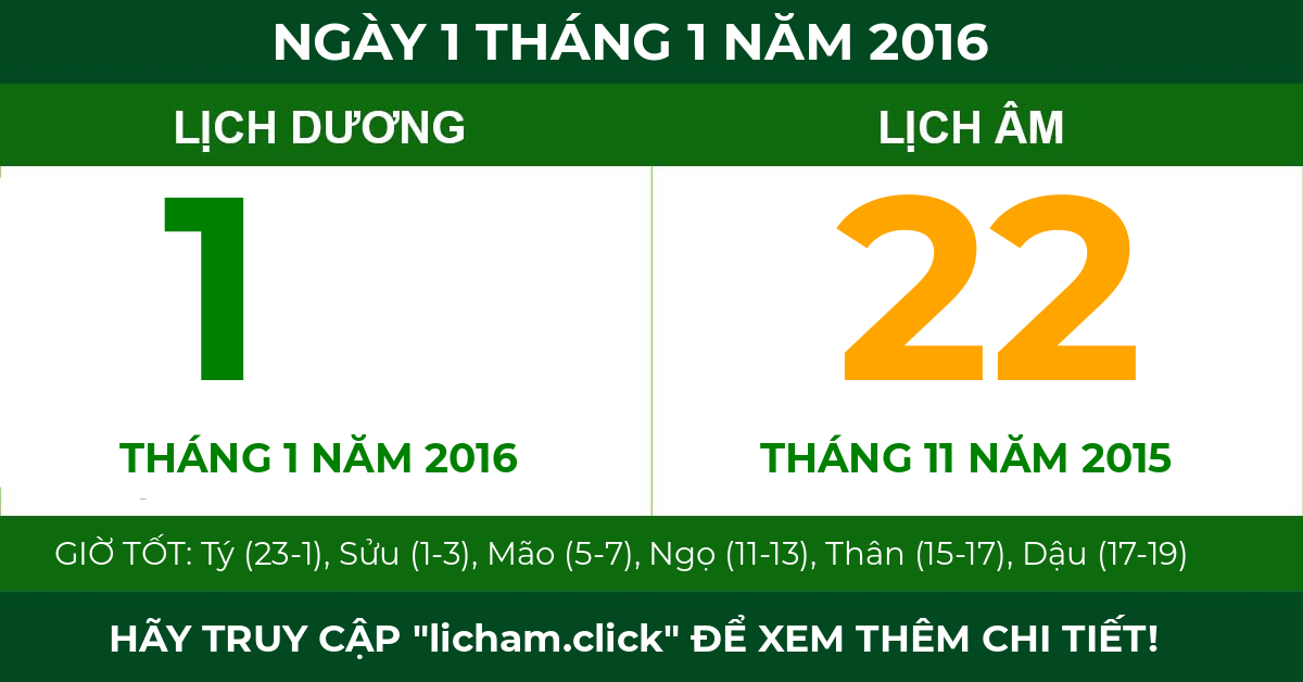 lịch âm ngày 1 tháng 1 năm 2016
