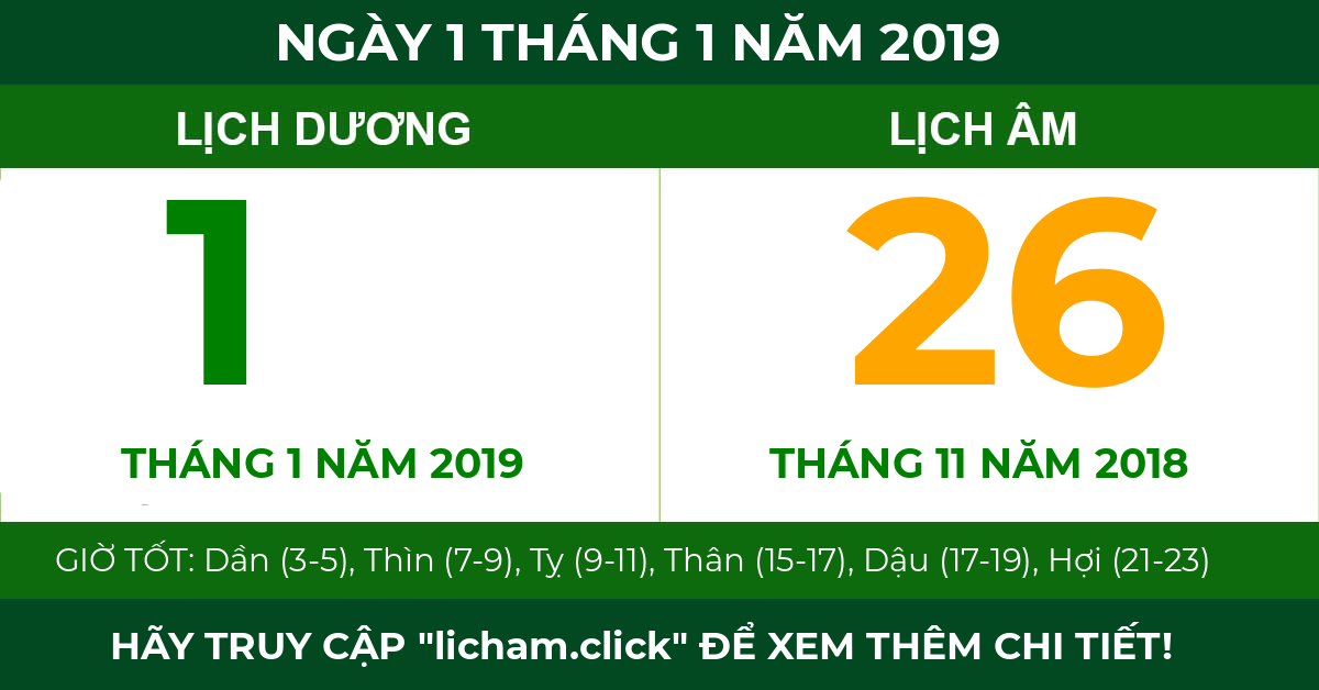 lịch âm ngày 1 tháng 1 năm 2019