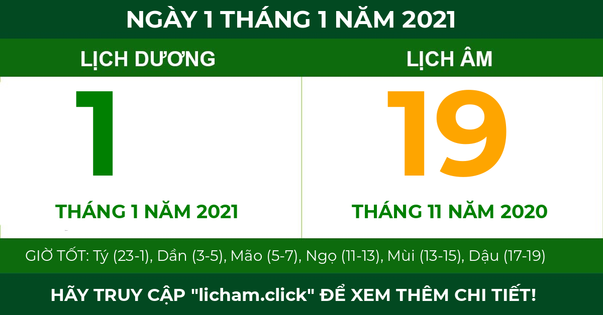lịch âm ngày 1 tháng 1 năm 2021