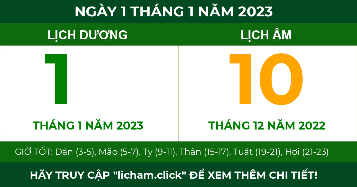 lịch âm ngày 1 tháng 1 năm 2023