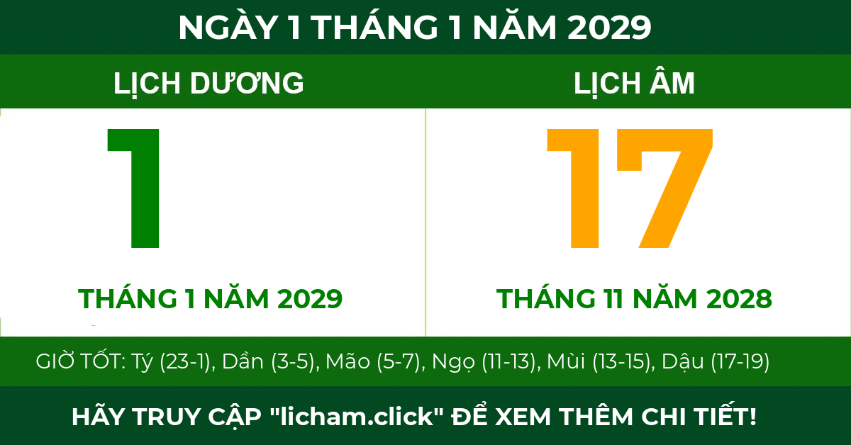 lịch âm ngày 1 tháng 1 năm 2029