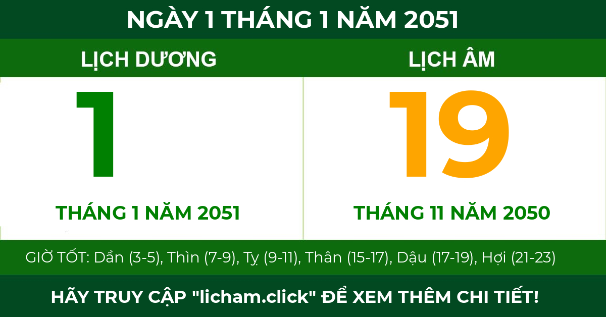lịch âm ngày 1 tháng 1 năm 2051