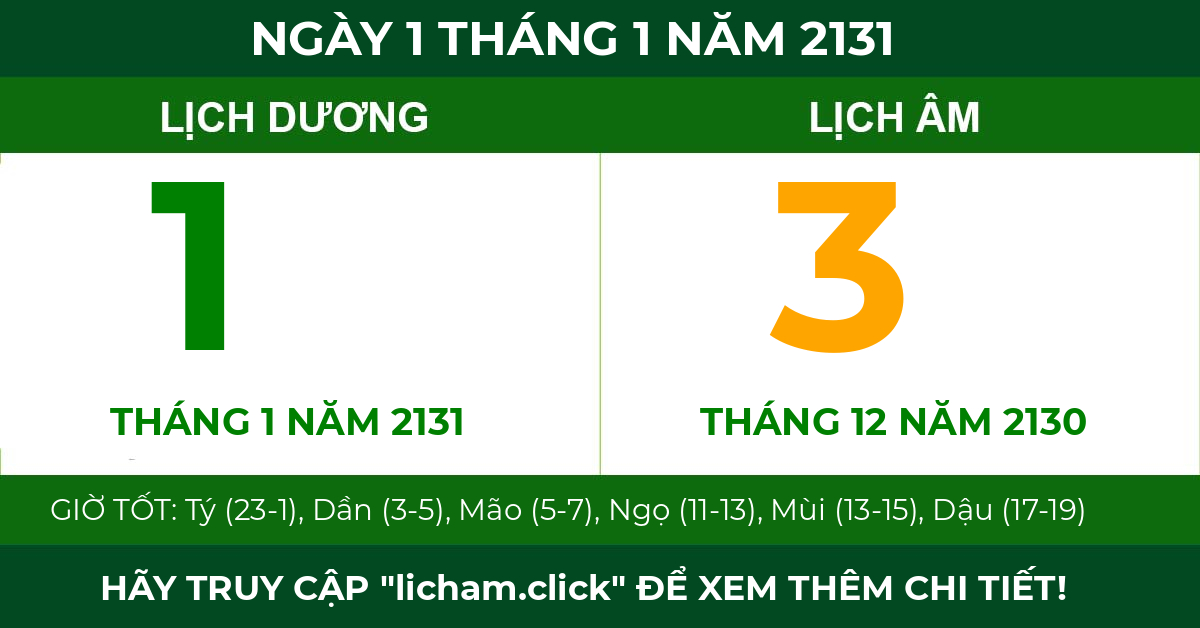 lịch âm ngày 1 tháng 1 năm 2131