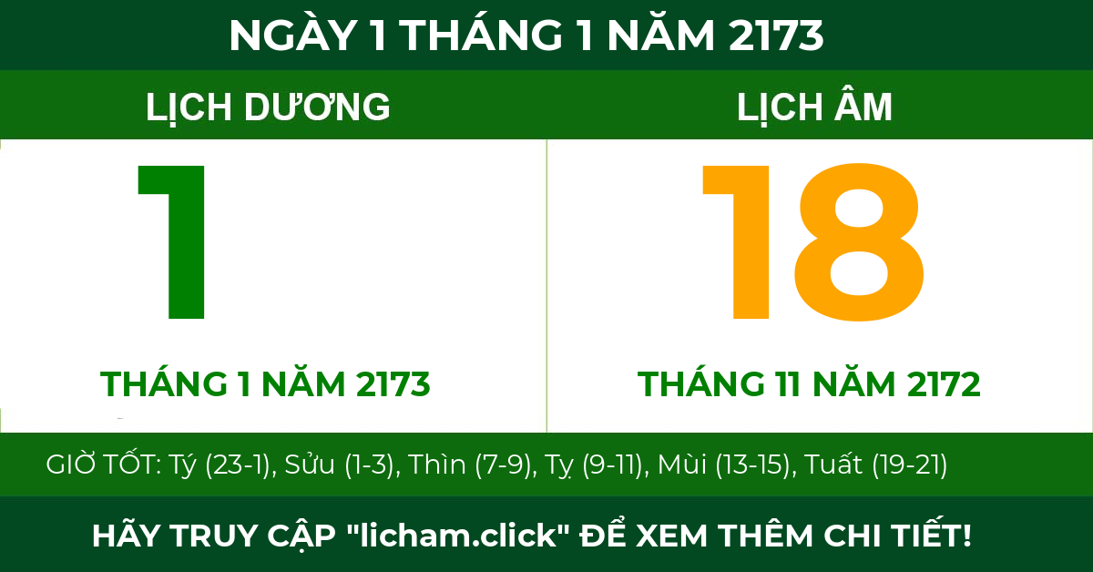 lịch âm ngày 1 tháng 1 năm 2173
