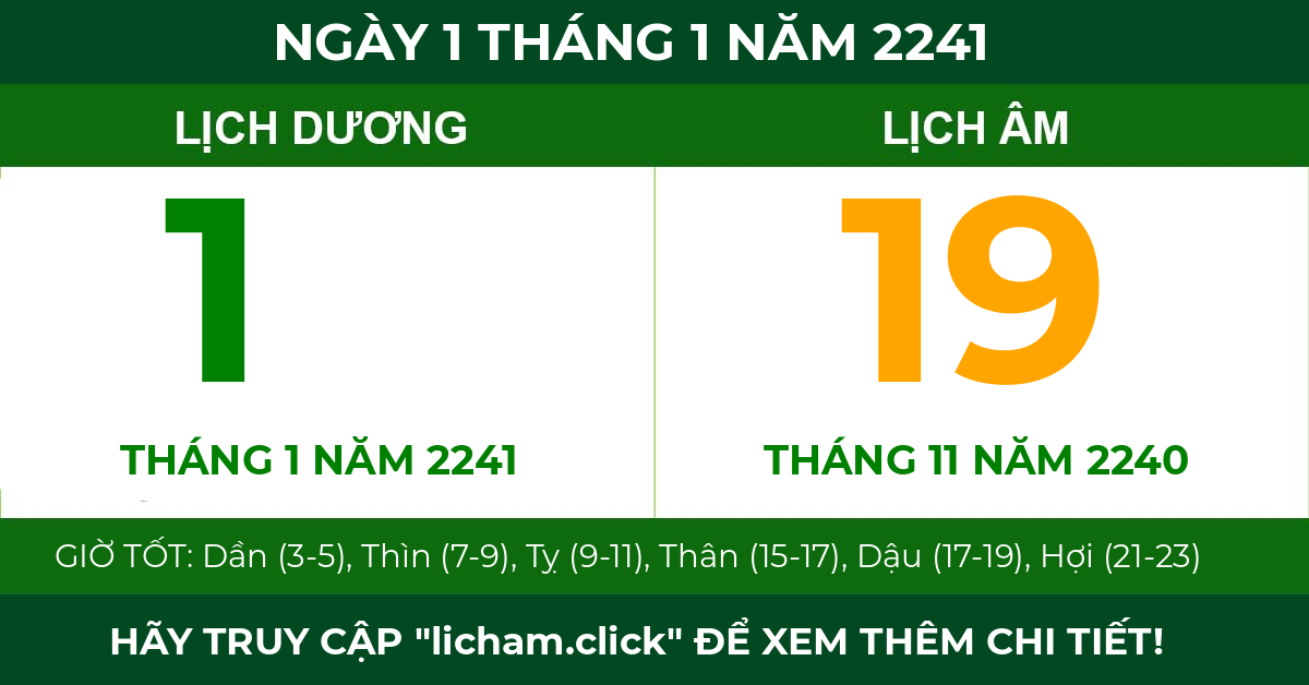 lịch âm ngày 1 tháng 1 năm 2241