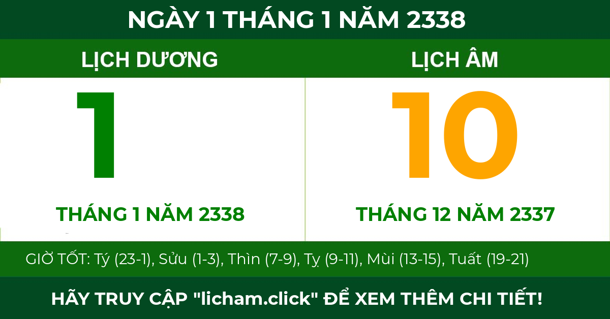 lịch âm ngày 1 tháng 1 năm 2338