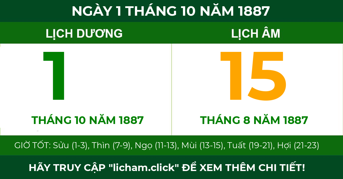 lịch âm ngày 1 tháng 10 năm 1887