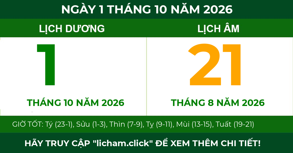 lịch âm ngày 1 tháng 10 năm 2026