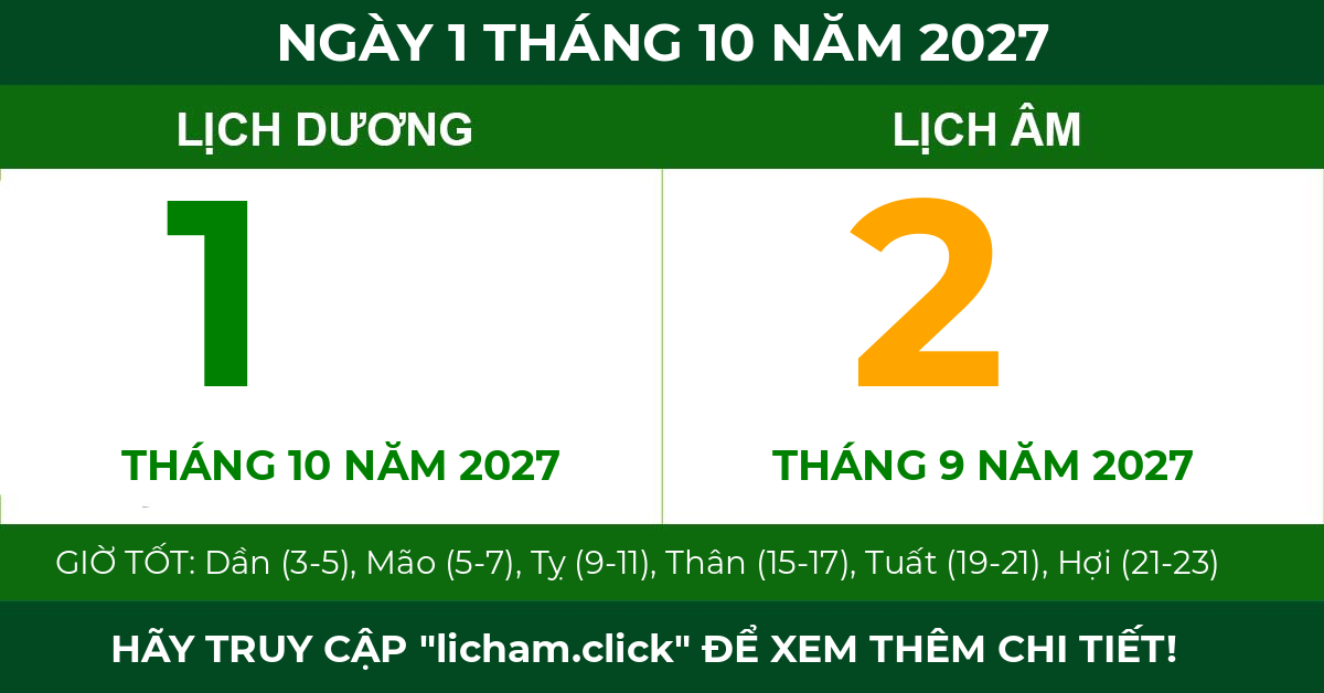 lịch âm ngày 1 tháng 10 năm 2027