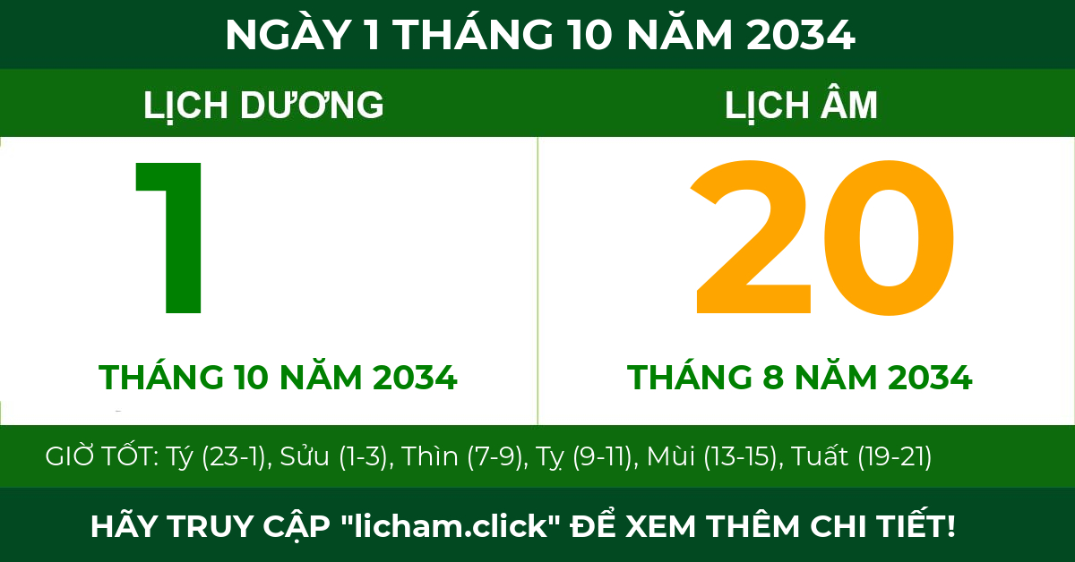 lịch âm ngày 1 tháng 10 năm 2034
