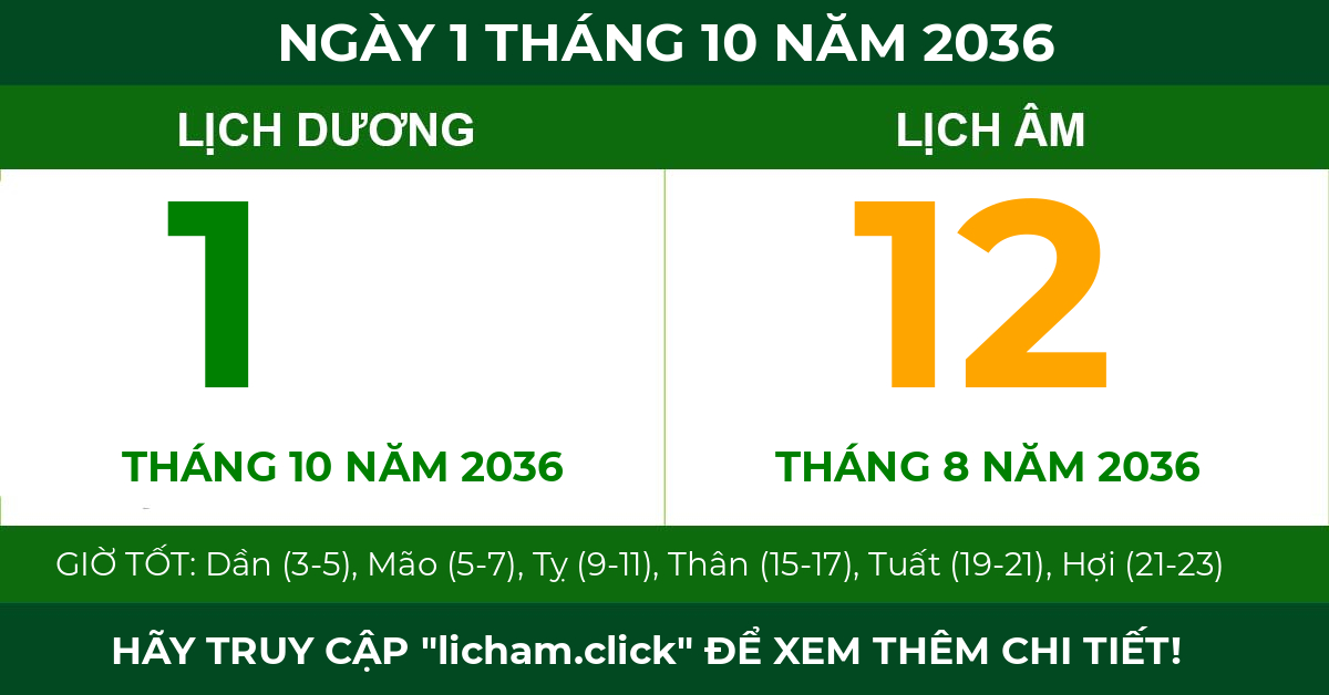 lịch âm ngày 1 tháng 10 năm 2036