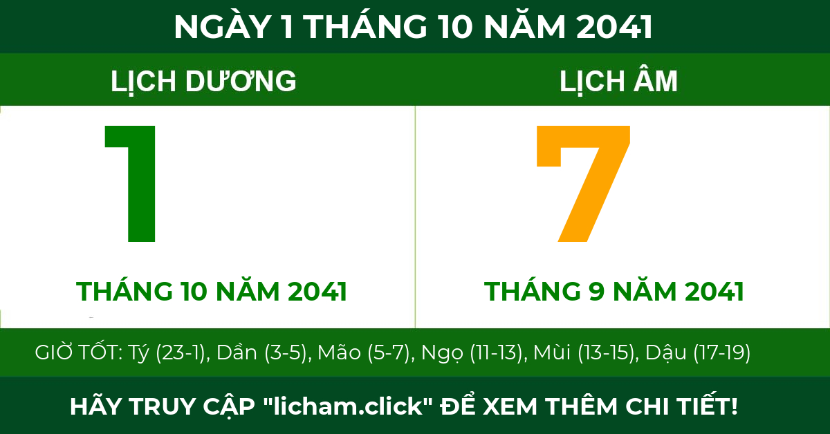 lịch âm ngày 1 tháng 10 năm 2041
