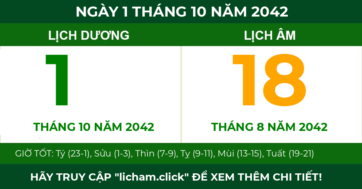 lịch âm ngày 1 tháng 10 năm 2042