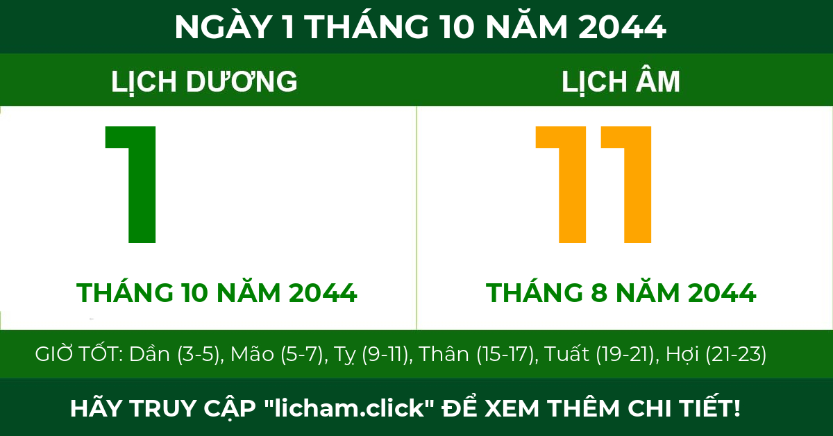 lịch âm ngày 1 tháng 10 năm 2044