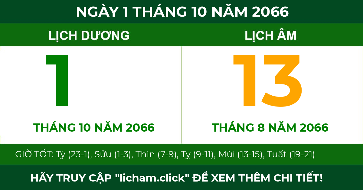 lịch âm ngày 1 tháng 10 năm 2066