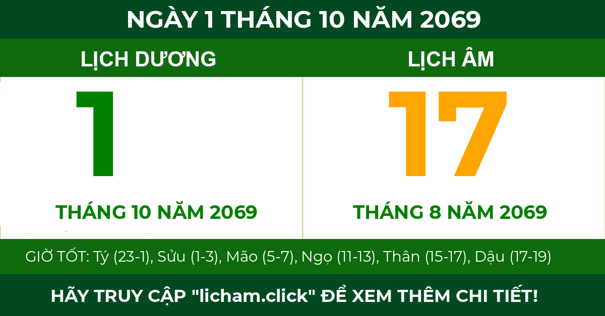 lịch âm ngày 1 tháng 10 năm 2069