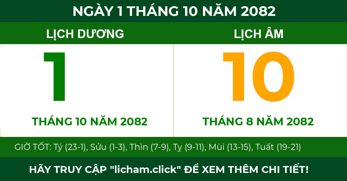 lịch âm ngày 1 tháng 10 năm 2082