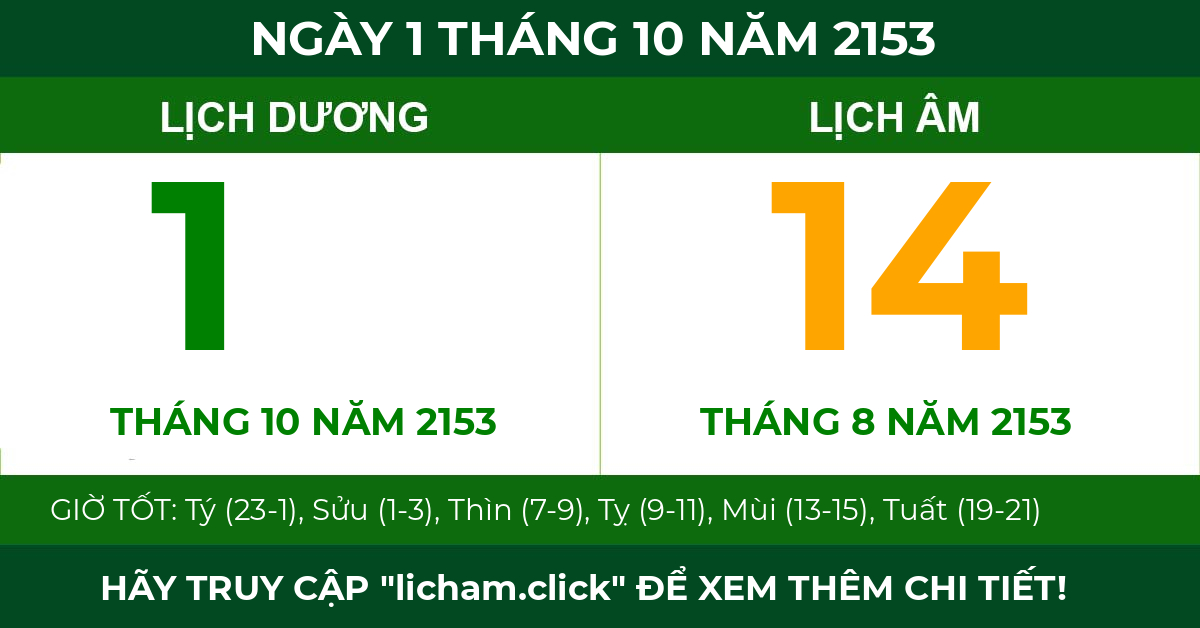 lịch âm ngày 1 tháng 10 năm 2153