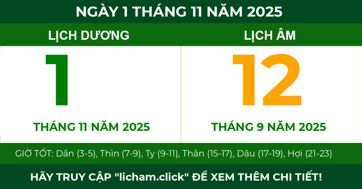 lịch âm ngày 1 tháng 11 năm 2025