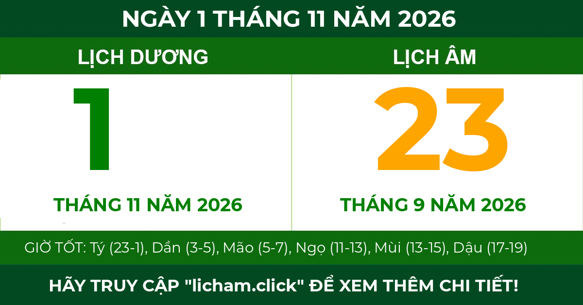 lịch âm ngày 1 tháng 11 năm 2026