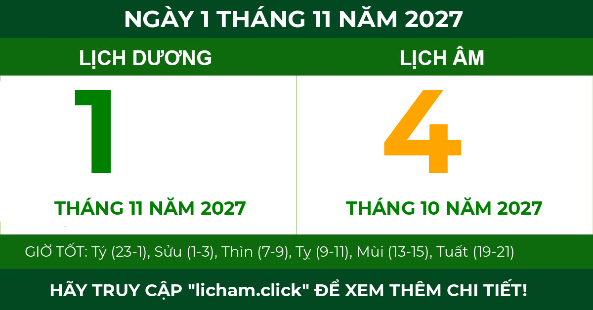 lịch âm ngày 1 tháng 11 năm 2027