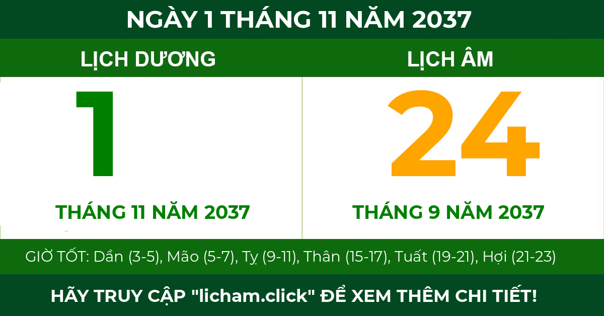 lịch âm ngày 1 tháng 11 năm 2037