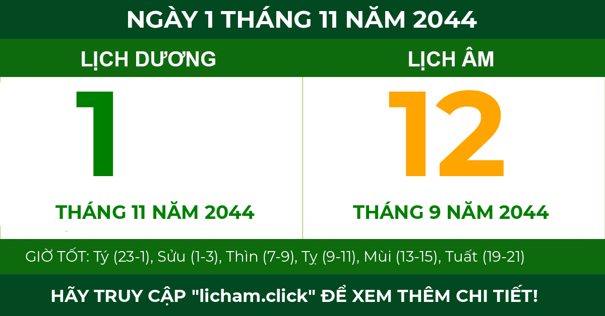 lịch âm ngày 1 tháng 11 năm 2044