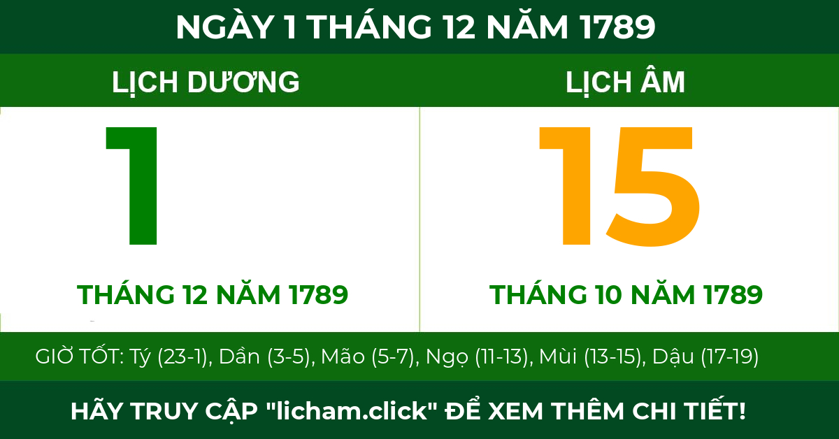 lịch âm ngày 1 tháng 12 năm 1789