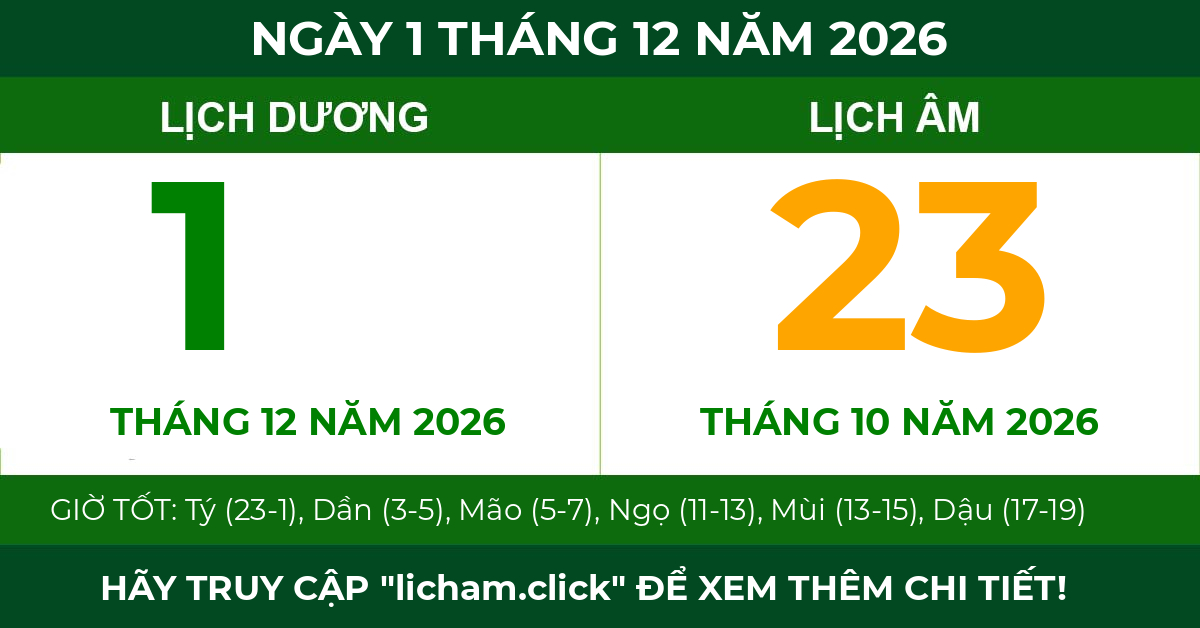lịch âm ngày 1 tháng 12 năm 2026