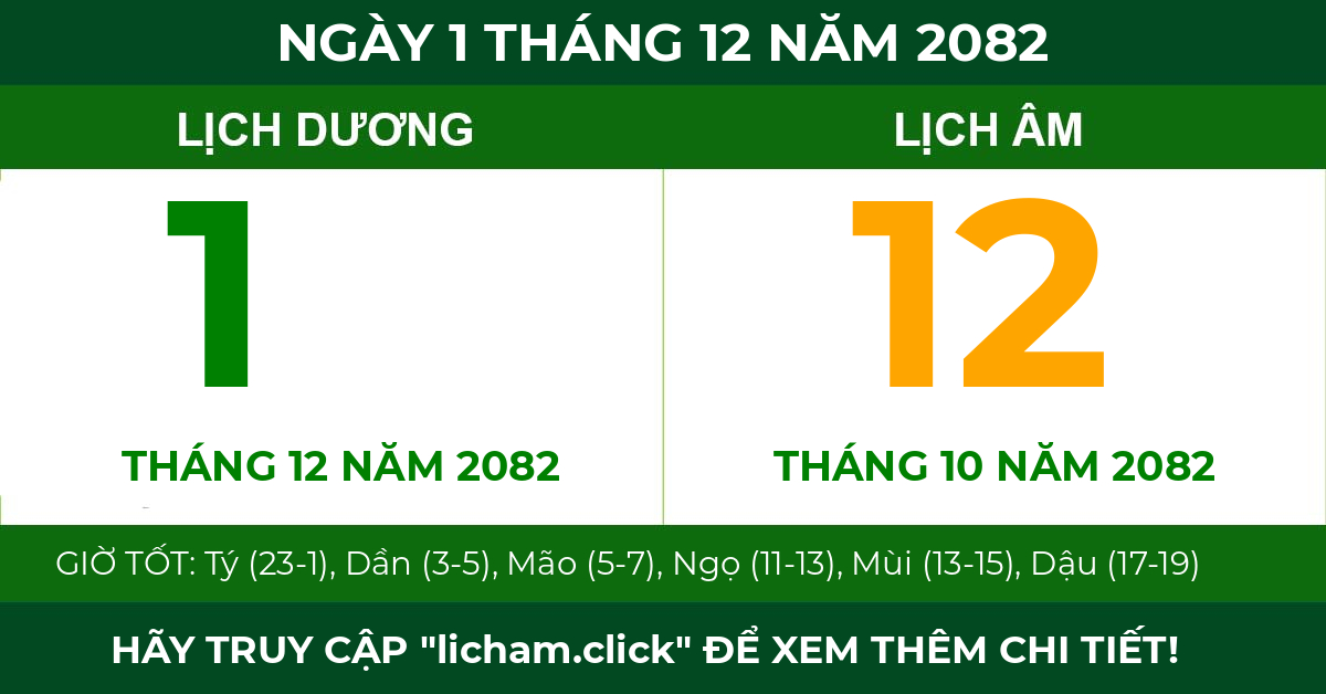 lịch âm ngày 1 tháng 12 năm 2082