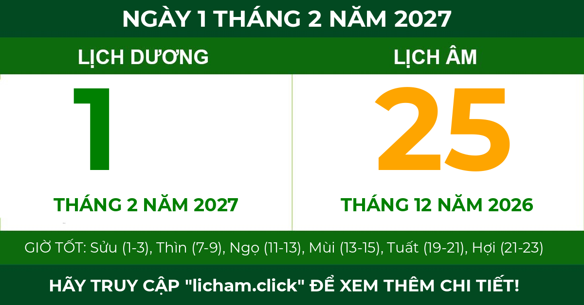 lịch âm ngày 1 tháng 2 năm 2027