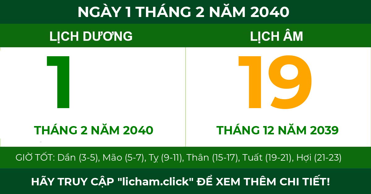 lịch âm ngày 1 tháng 2 năm 2040