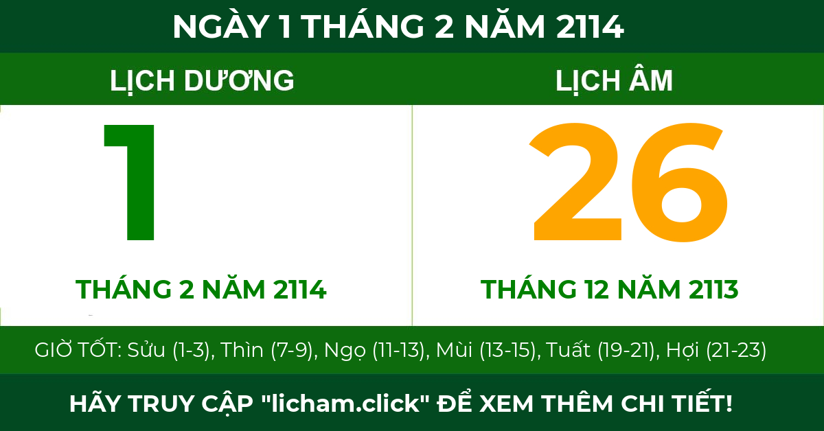 lịch âm ngày 1 tháng 2 năm 2114