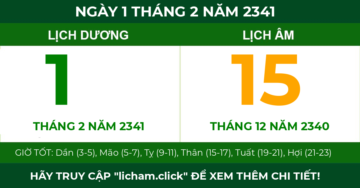 lịch âm ngày 1 tháng 2 năm 2341