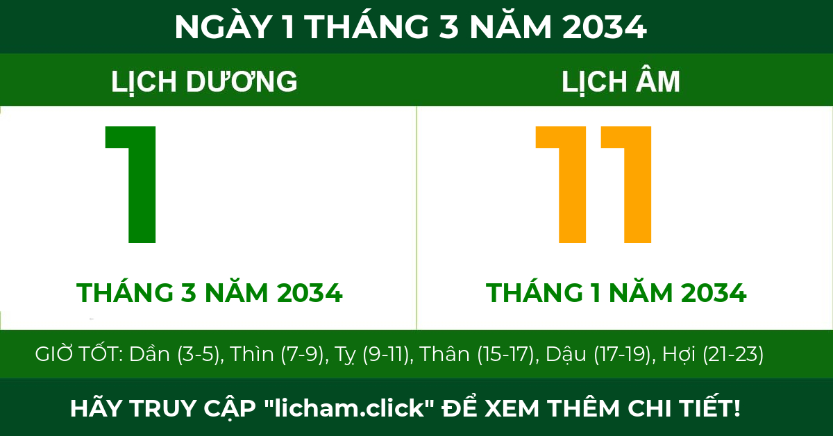 lịch âm ngày 1 tháng 3 năm 2034