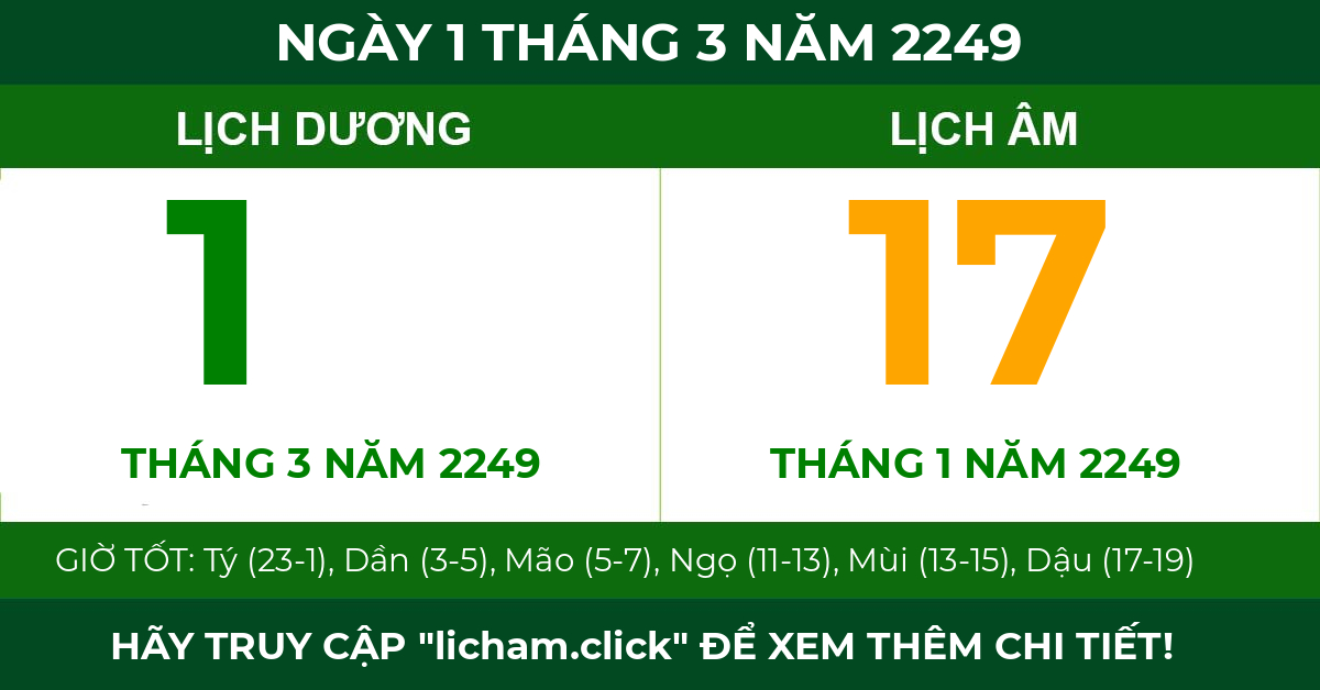 lịch âm ngày 1 tháng 3 năm 2249