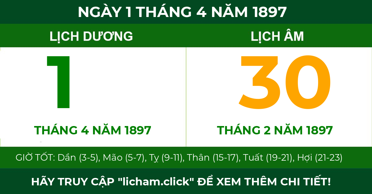 lịch âm ngày 1 tháng 4 năm 1897