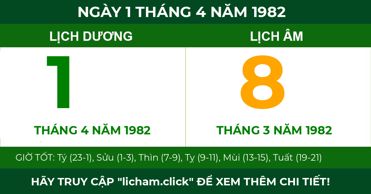 lịch âm ngày 1 tháng 4 năm 1982