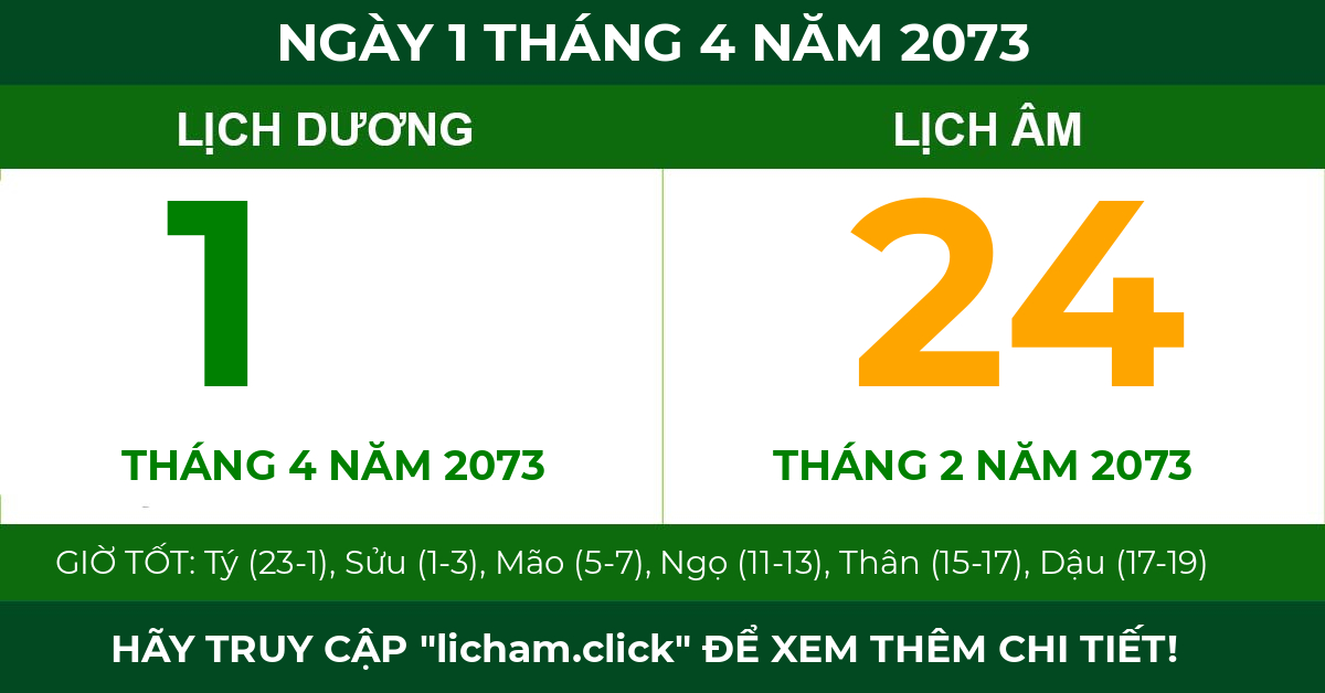 lịch âm ngày 1 tháng 4 năm 2073