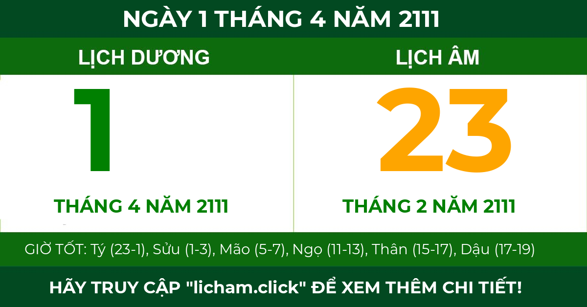lịch âm ngày 1 tháng 4 năm 2111