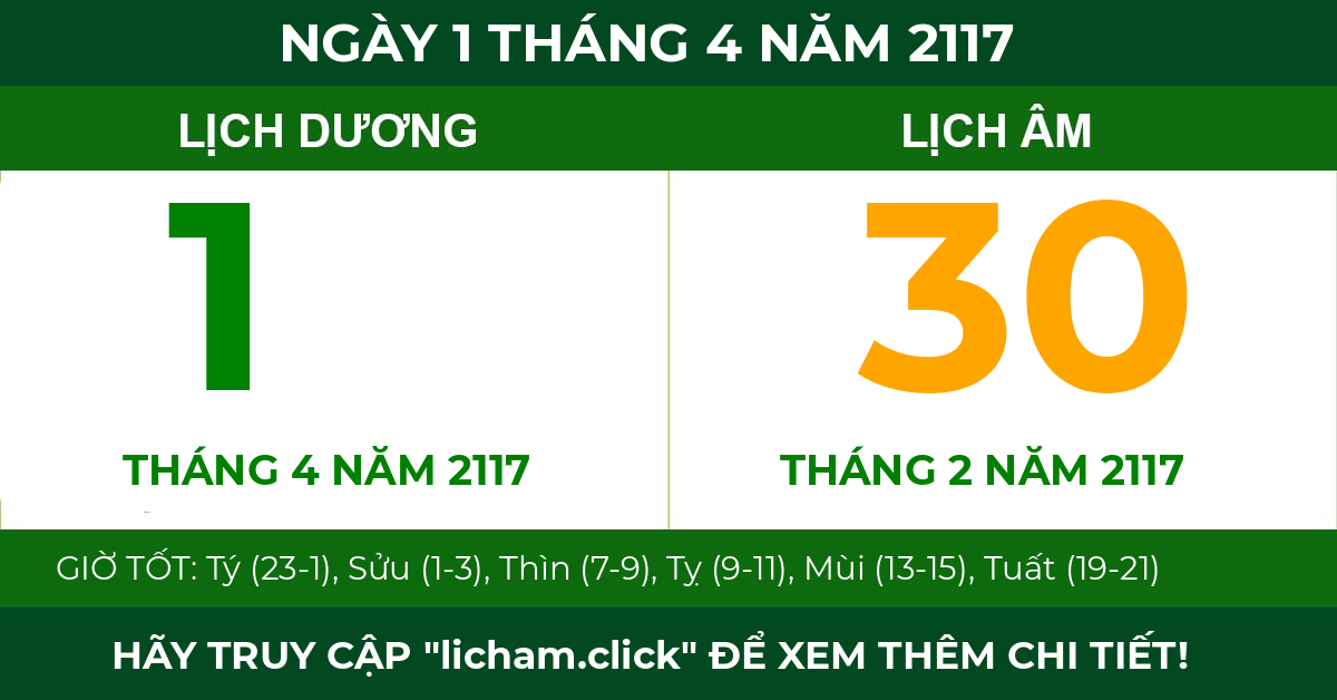 lịch âm ngày 1 tháng 4 năm 2117