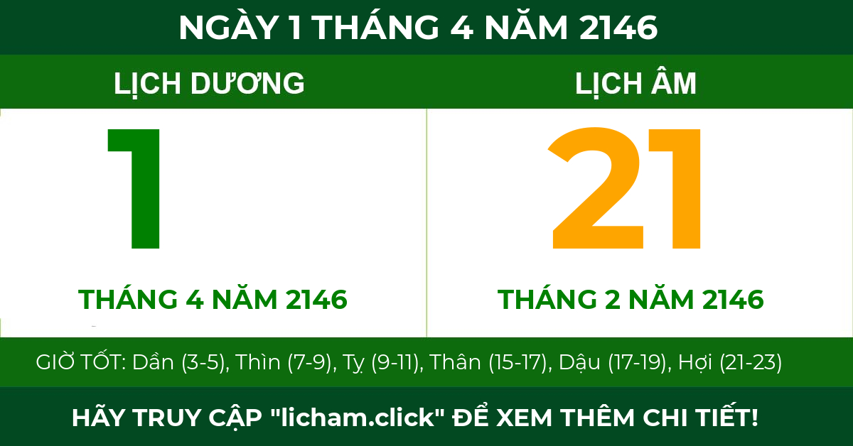 lịch âm ngày 1 tháng 4 năm 2146