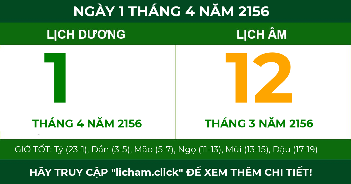 lịch âm ngày 1 tháng 4 năm 2156